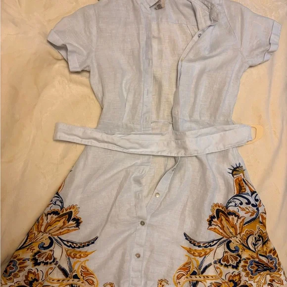 Joie Light Blue Dress with Orange and Blue Embroidery - Picture 2 of 3